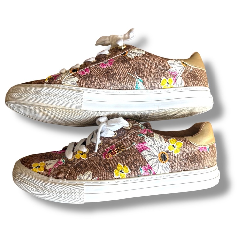 GUESS Women’s Shoes Size 9.5 M Floral Design Sneaker Low Top Lace Up - Picture 6 of 8